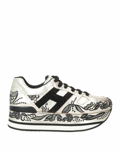 Hogan Woman Sneakers Platinum Leather Cover