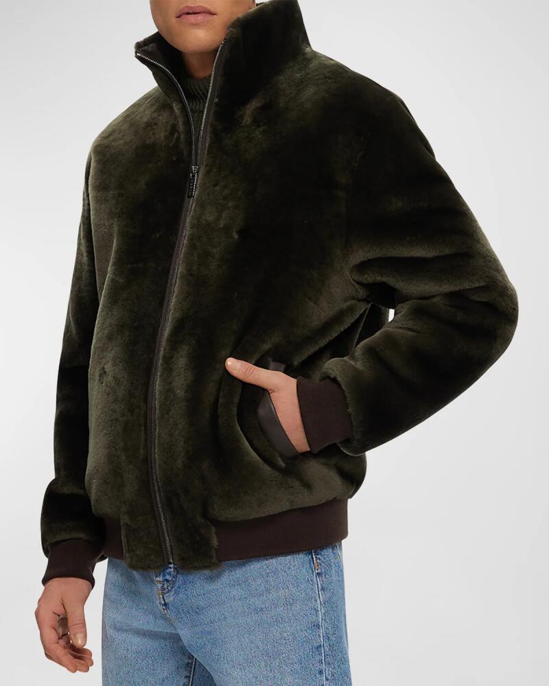 Gorski Men's Shearling Lamb Bomber Jacket Cover