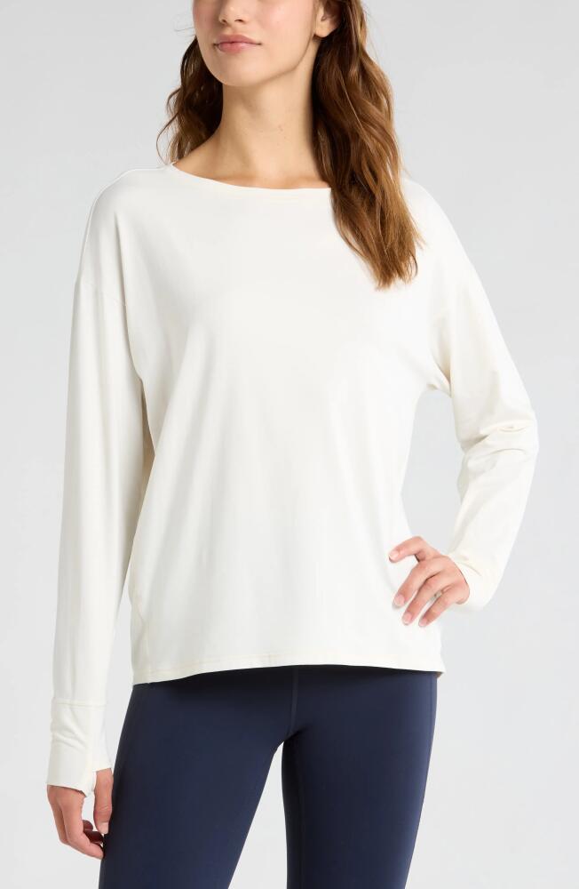 Zella Equilibrium Cocoon Long Sleeve T-Shirt in Ivory Egret Cover