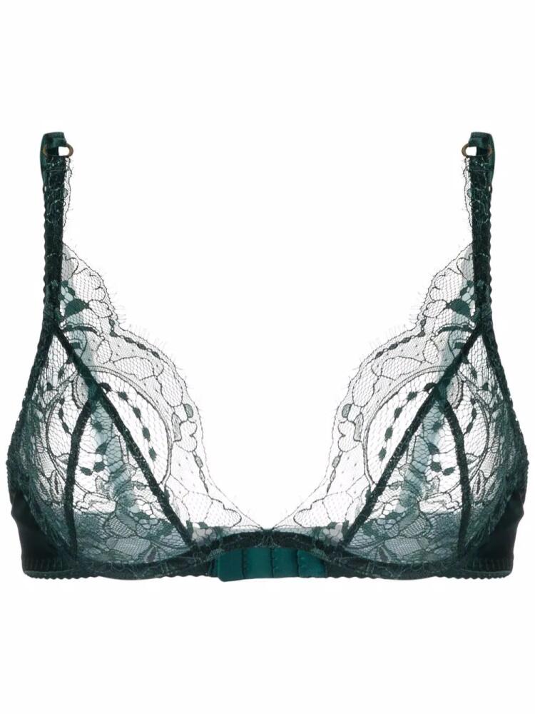 Fleur Of England Ela lace-trim plunge bra - Green Cover