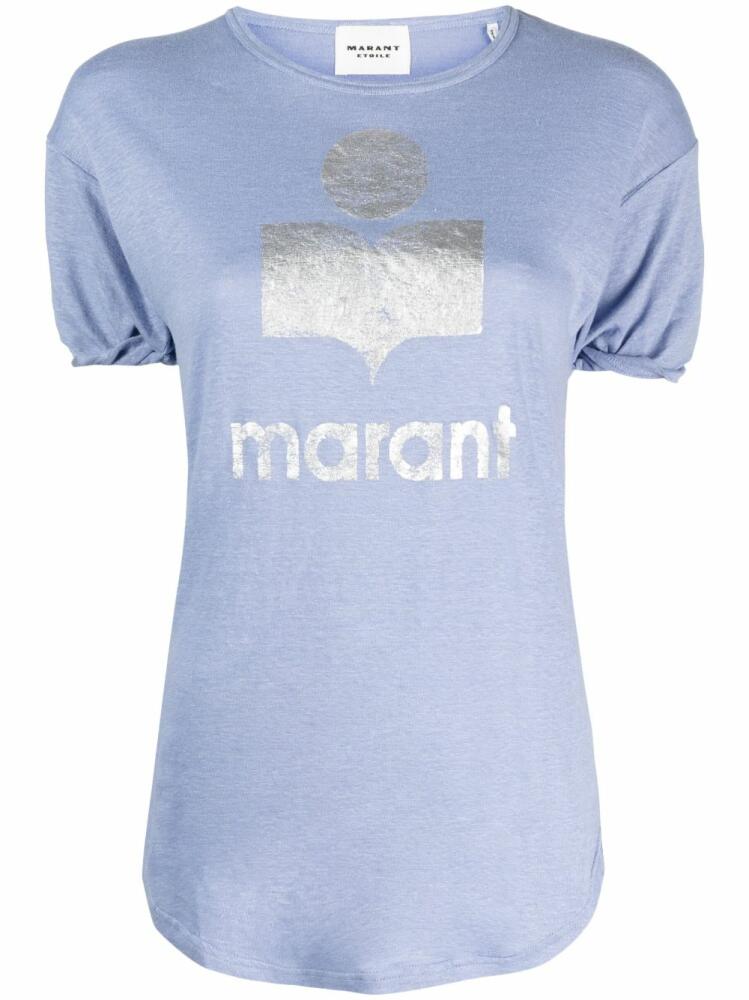 MARANT ÉTOILE logo-print linen T-shirt - Blue Cover