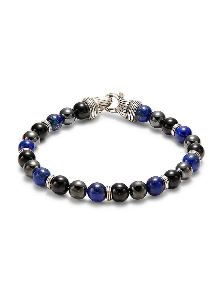 Esquire Men's Silver & Multi Stone Beaded Bracelet Cover