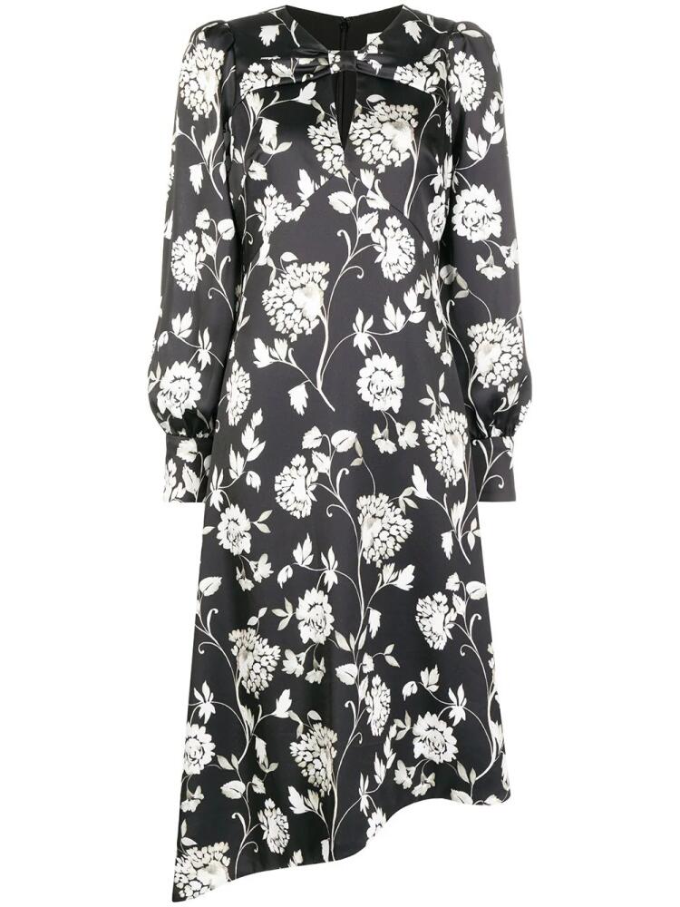 Monique Lhuillier floral-print asymmetrical dress - Black Cover