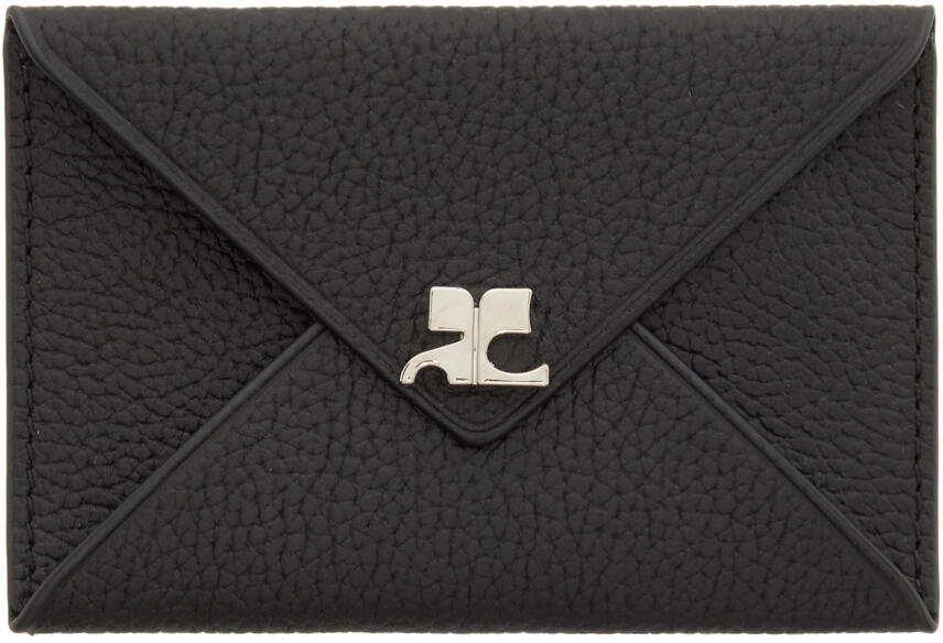 Courrèges Black Envelope Leather Card Holder Cover