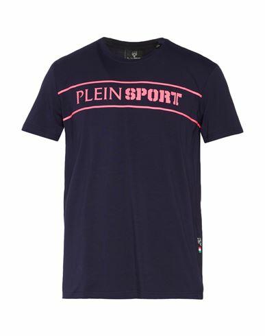 Plein Sport Man T-shirt Navy blue Cotton, Elastane Cover