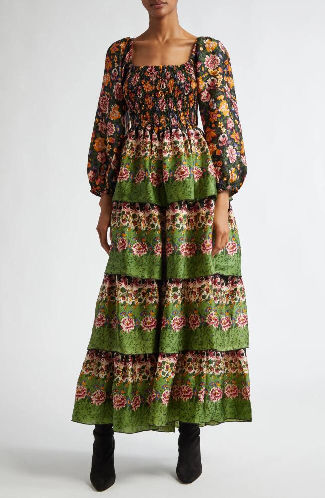 MILLE Antonia Print Long Sleeve Maxi Dress in Secret Garden Cover