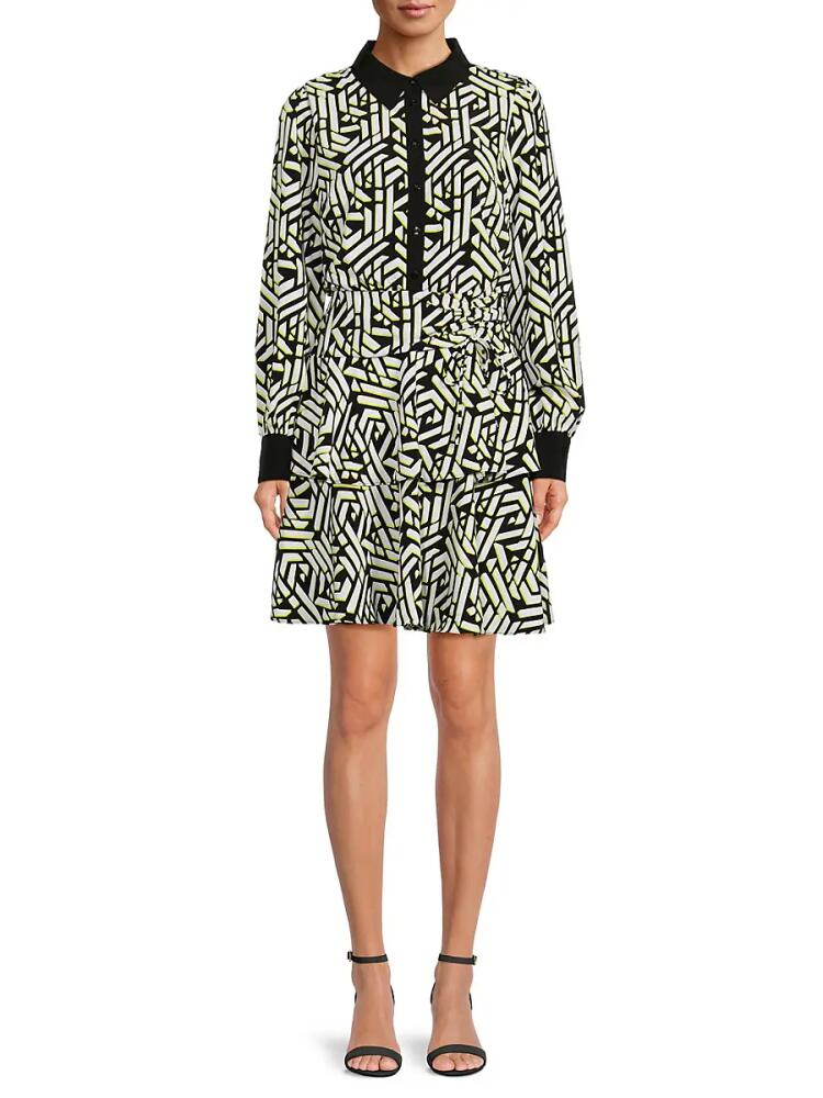 Karl Lagerfeld Paris Women's Geometric Print Mini Dress - Chartreuse Cover