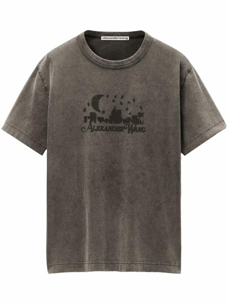 Alexander Wang skyline-print cotton T-shirt - Grey Cover