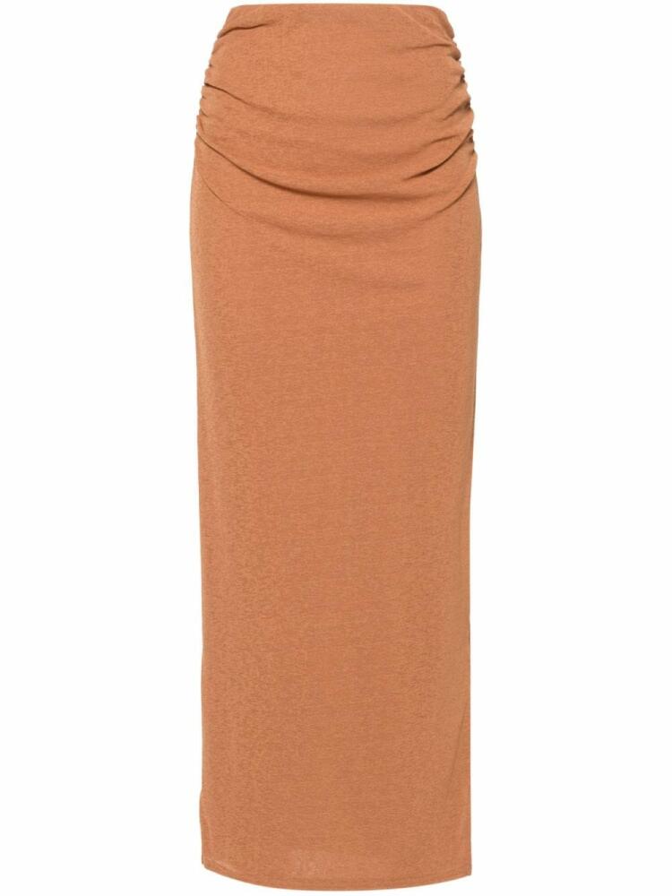 Nanushka ruched midi skirt - Brown Cover