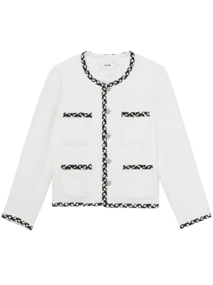 b+ab braided-trim tweed jacket - White Cover