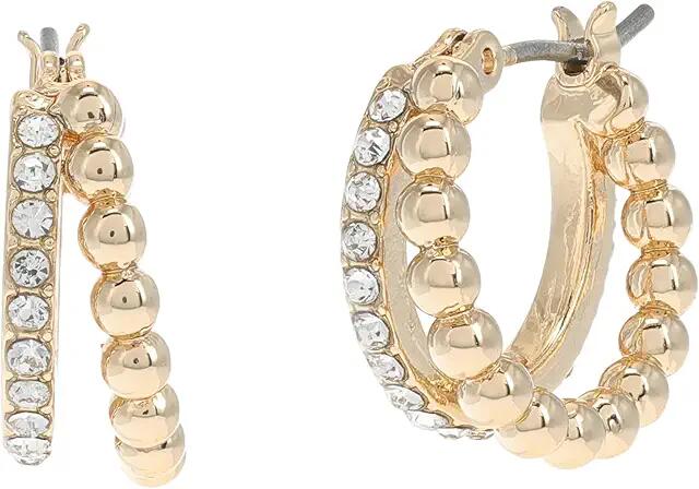 Lauren Ralph Lauren 16 mm Bead Split Hoop Earrings (Gold/Crystal) Earring Cover