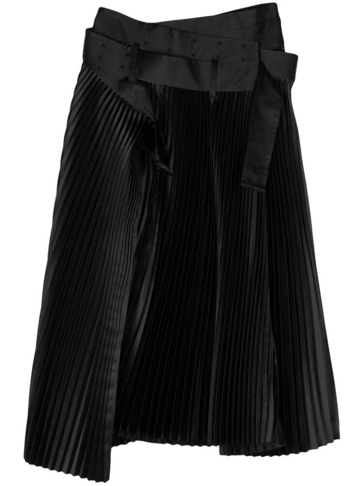 Junya Watanabe pleated midi satin skirt - Black Cover