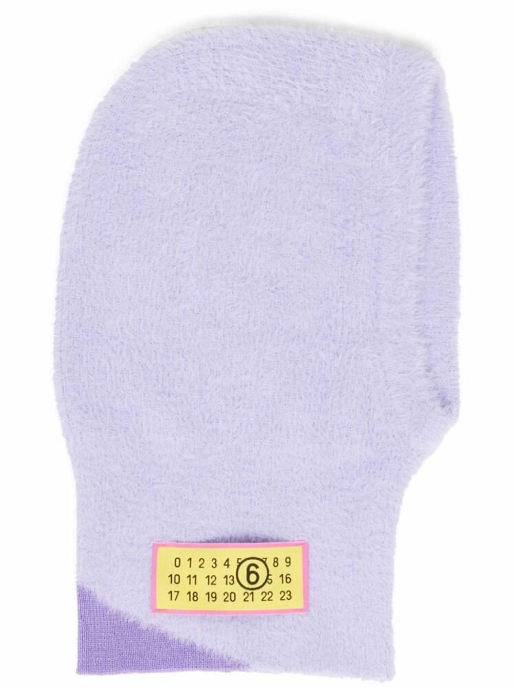 MM6 Maison Margiela Numbers-motif textured balaclava - Purple Cover