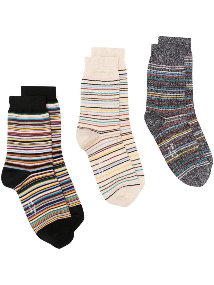 Paul Smith stripped socks (pack of three) - Black Cover