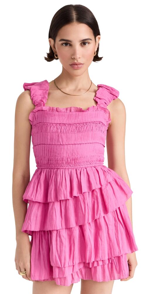 Sea Cole Smocked Ramie Sleeveless Tiered Dress Pink Cover