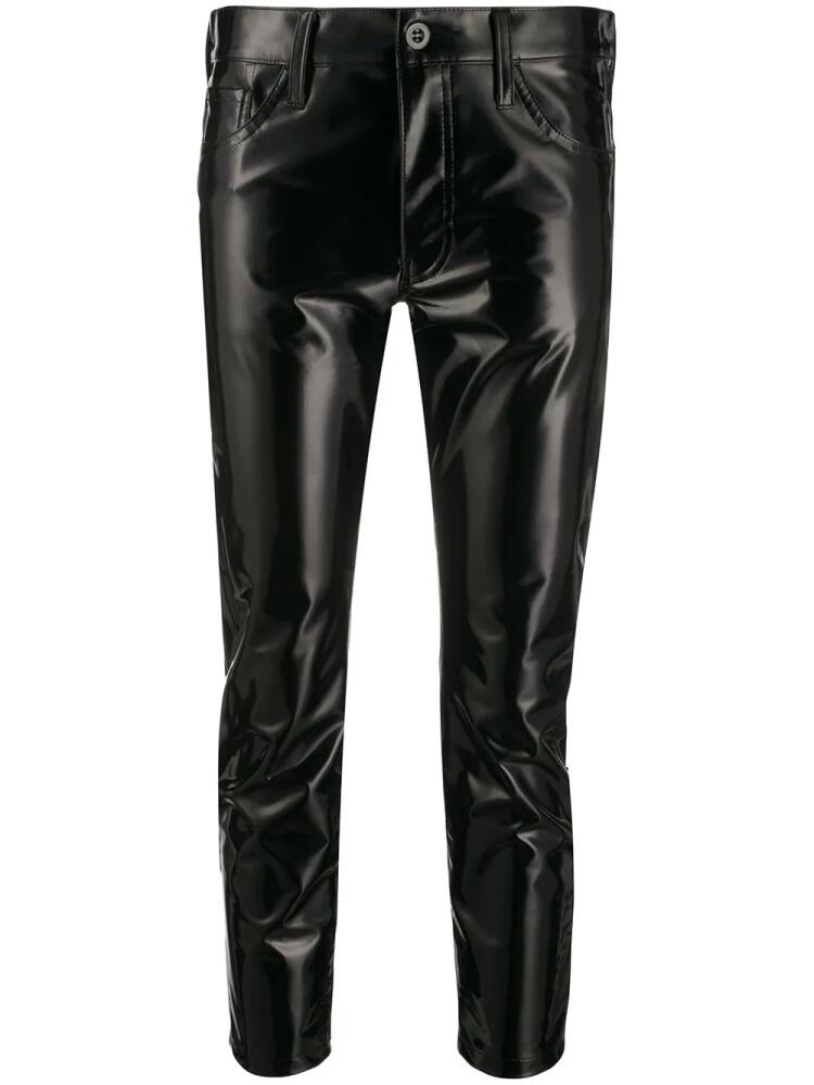 Junya Watanabe vinyl-effect cropped trousers - Black Cover