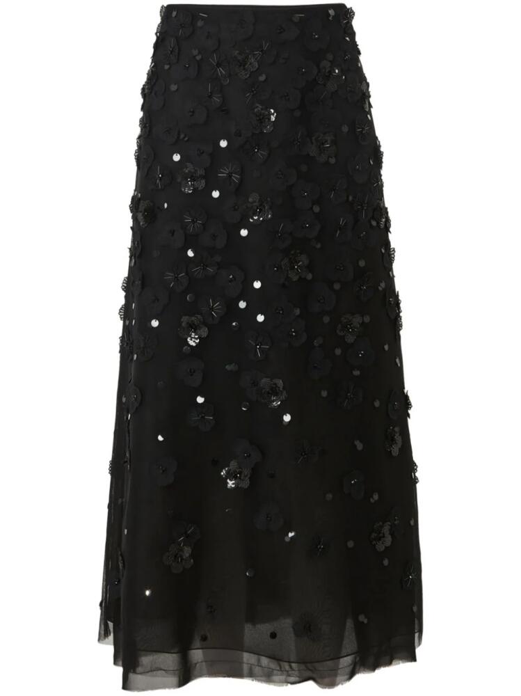 Carolina Herrera floral-embellished midi skirt - Black Cover