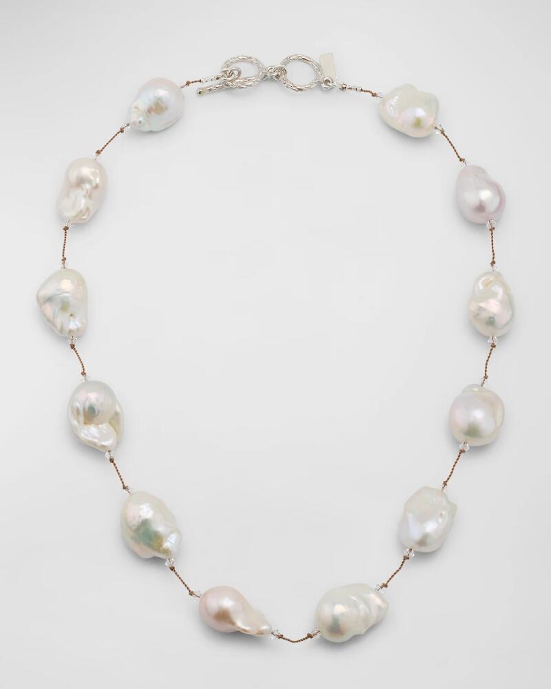 Margo Morrison White Baroque Pearl Necklace with Sterling Silver Cover