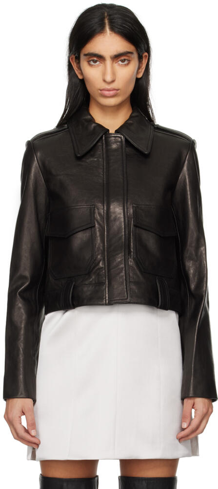 KHAITE Black Cordelia Leather Jacket Cover