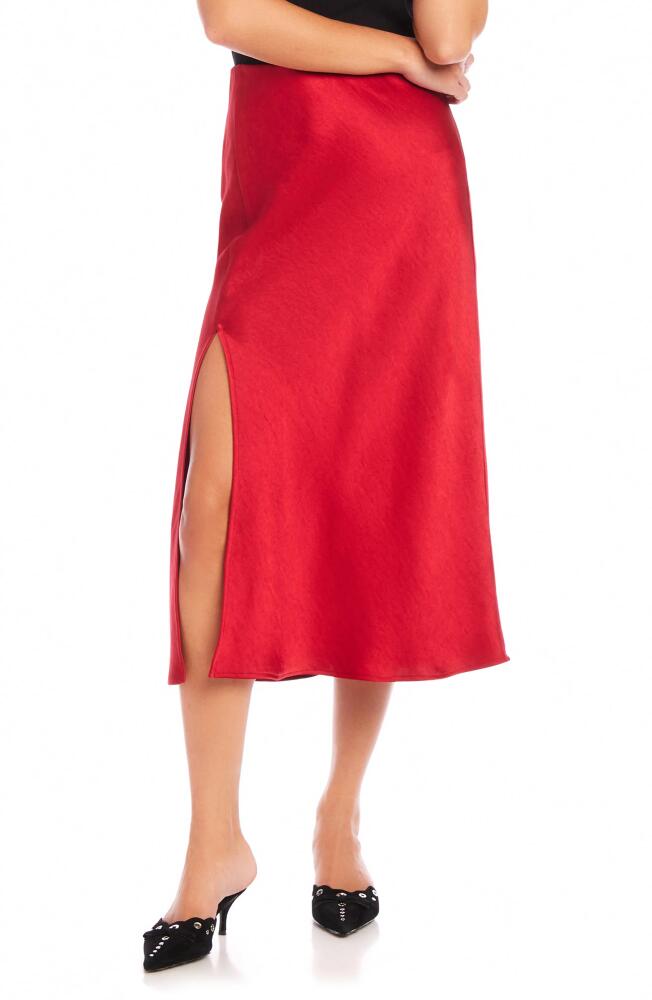 FIFTEEN TWENTY Brielle Satin Midi Skirt in Cherry Cover