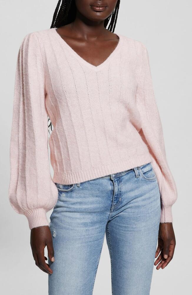 GUESS Madeline Pointelle Detail Sweater in Low Key Pink Cover