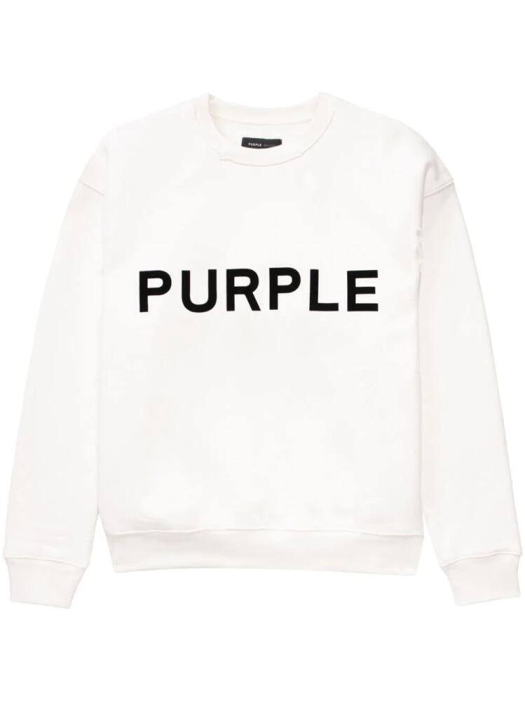 Purple Brand logo-print cotton sweatshirt - White Cover