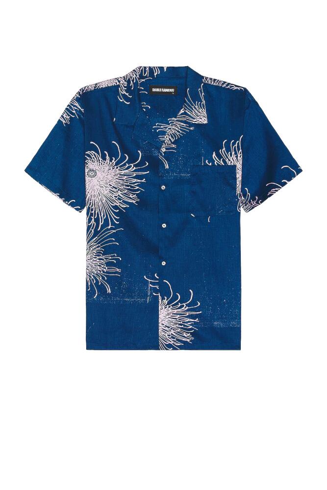 DOUBLE RAINBOUU Short Sleeve Hawaiian Shirt in Blue Cover