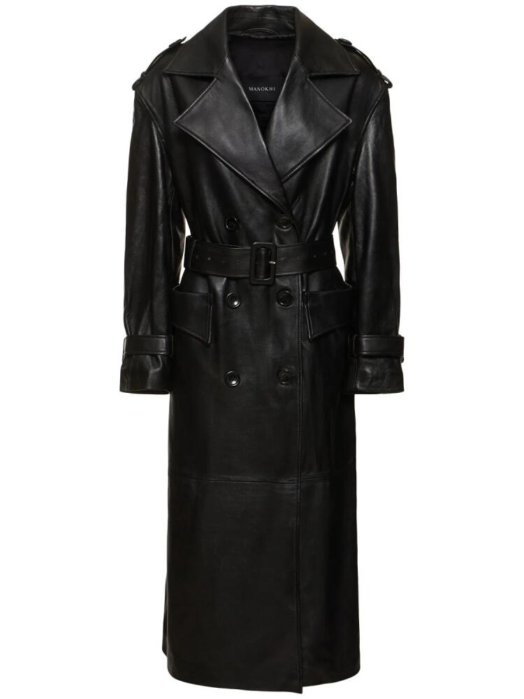 MANOKHI Oversized Leather Trench Coat Cover