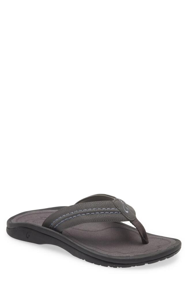 OluKai Hokua Flip Flop in Pavement /Pavement Cover