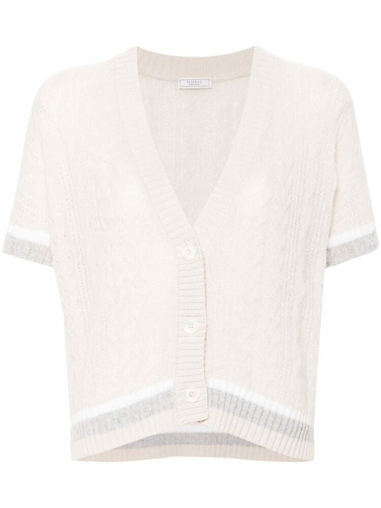 Peserico V-neck cable-knit cardigan - Neutrals Cover