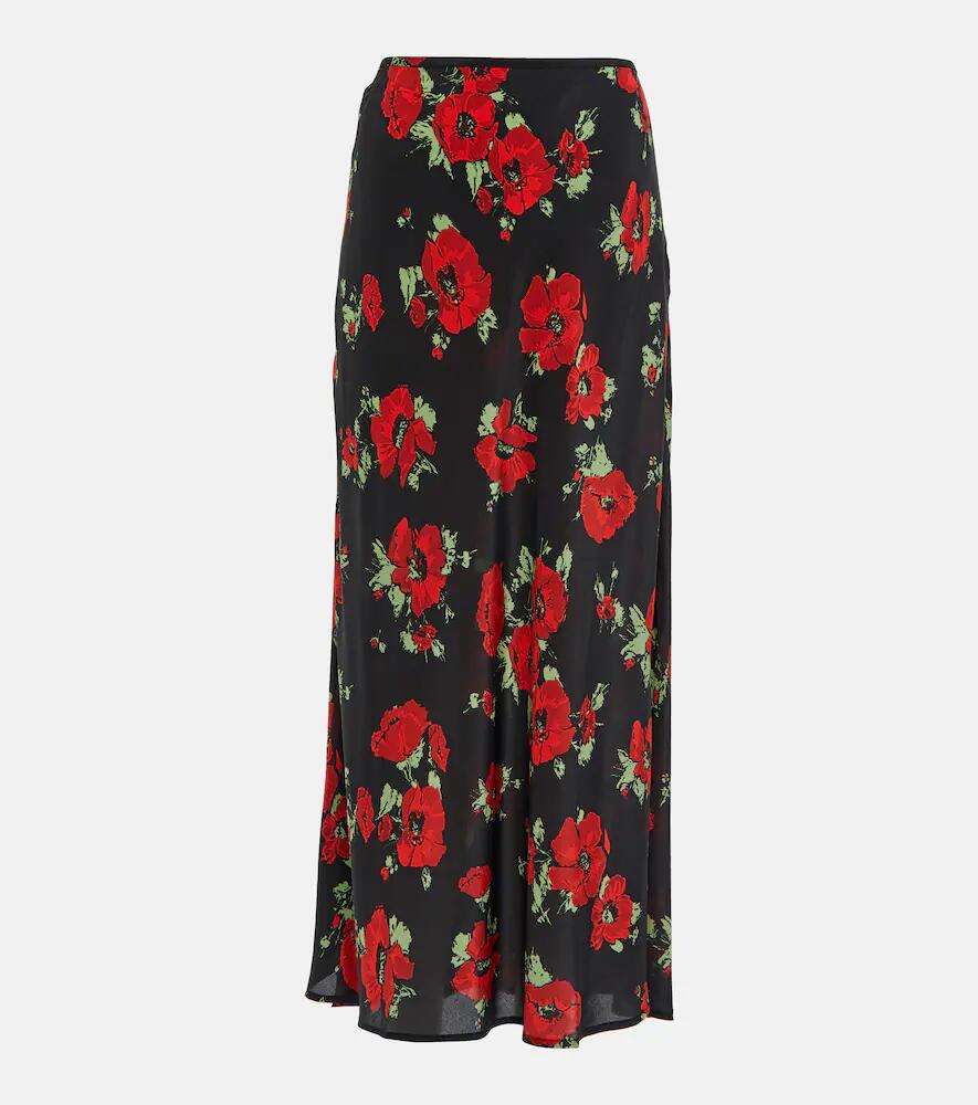 Rixo Kelly floral silk slip midi skirt Cover