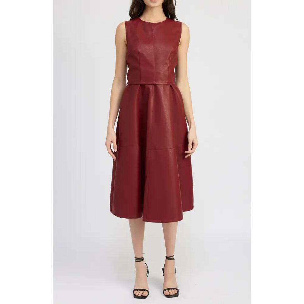 En Saison Campbell Midi Faux Leather Dress in Dark Rose Cover