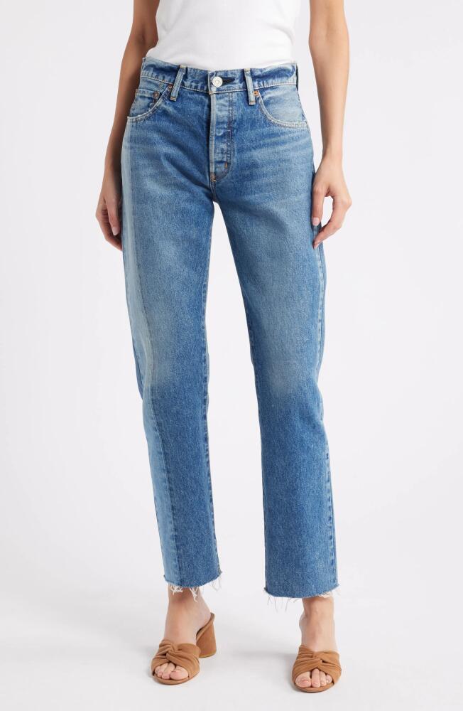 MOUSSY Westchase High Waist Ankle Straight Leg Jeans in Blue Cover