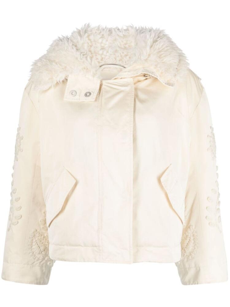 Ermanno Scervino hand-embroidered hooded down jacket - White Cover