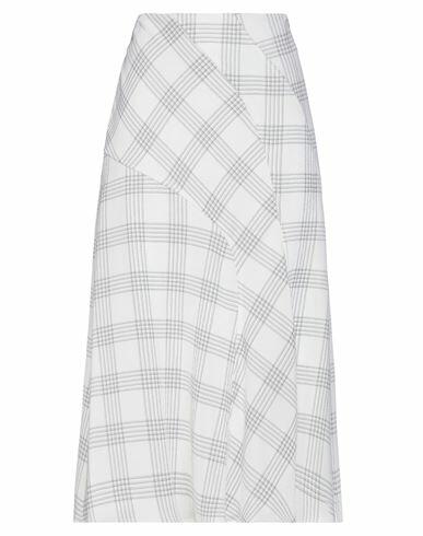 Cedric Charlier Woman Midi skirt White Virgin Wool, Polyester Cover