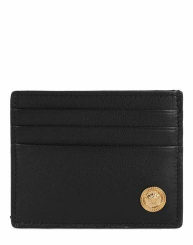 Versace La Medusa Card Case Man Wallet Black Calfskin Cover