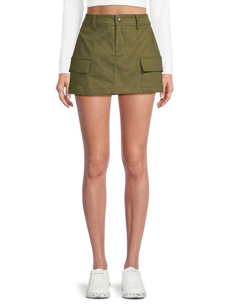 Lea & Viola Women's Solid Mini Cargo Skirt - Olive Cover