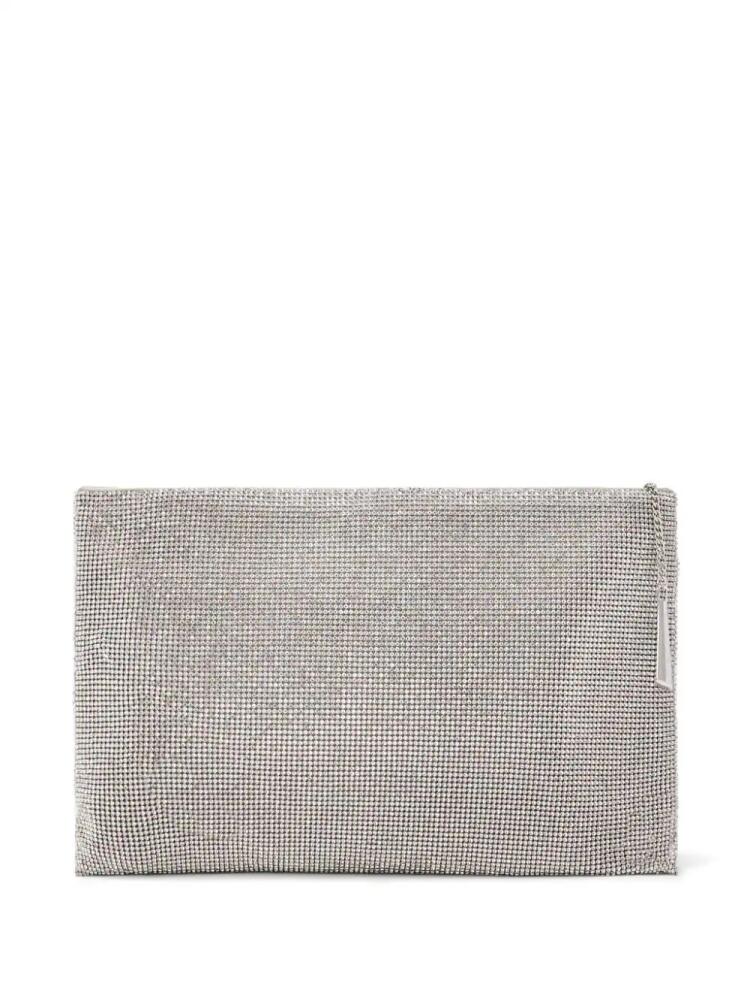 Benedetta Bruzziches rhinestone-embellished mesh clutch bag - Silver Cover