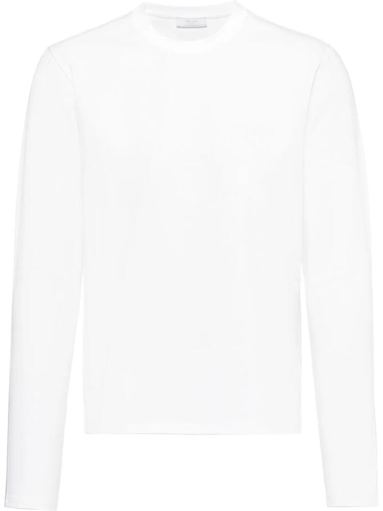 Prada logo plaque long-sleeved T-shirt - White Cover