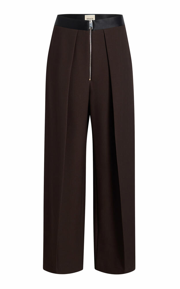 Khaite - Marine Zipped Crepe Wide-Leg Pants - Brown Cover