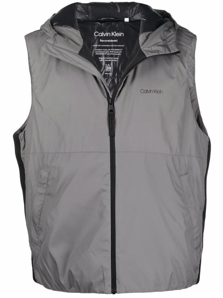 Calvin Klein logo-print hooded vest - Grey Cover