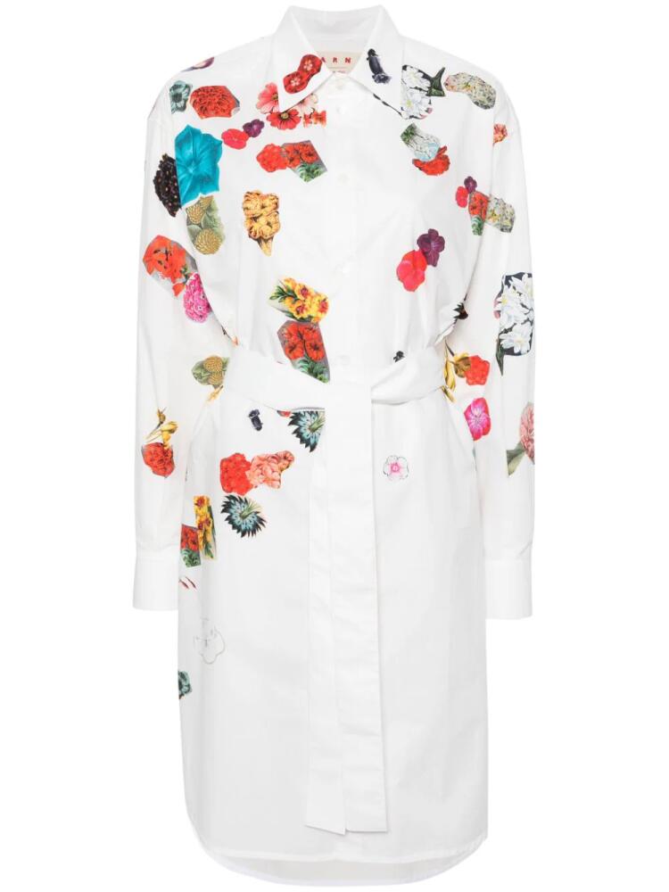 Marni floral-print cotton shirtdress - White Cover