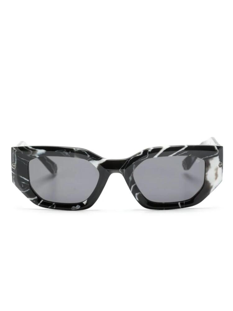 Philipp Plein marbled square-frame sunglasses - Black Cover