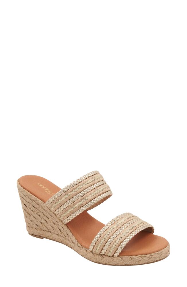 André Assous Nolita Espadrille Wedge Sandal in Natural/Platino Stripe Cover