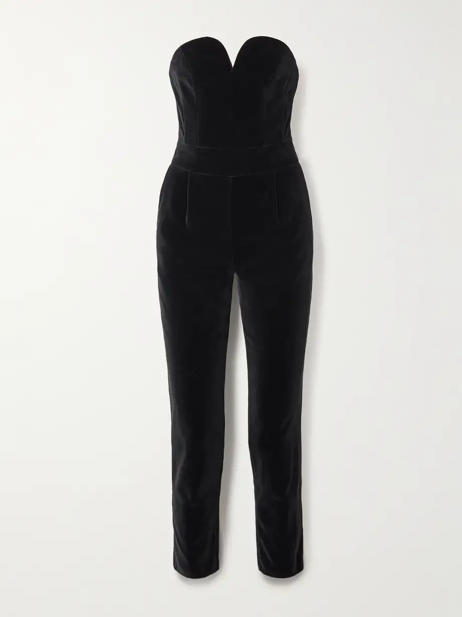 Blazé Milano - Clyde Strapless Velvet Jumpsuit - Black Cover