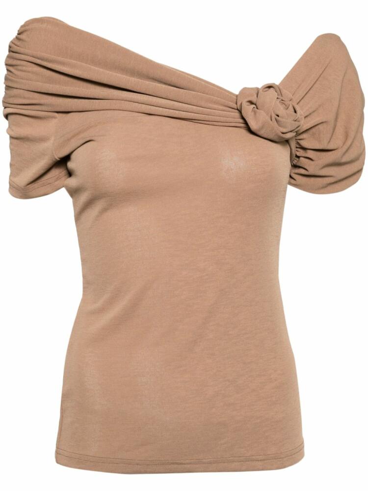 b+ab cold-shoulder ruched T-shirt - Brown Cover