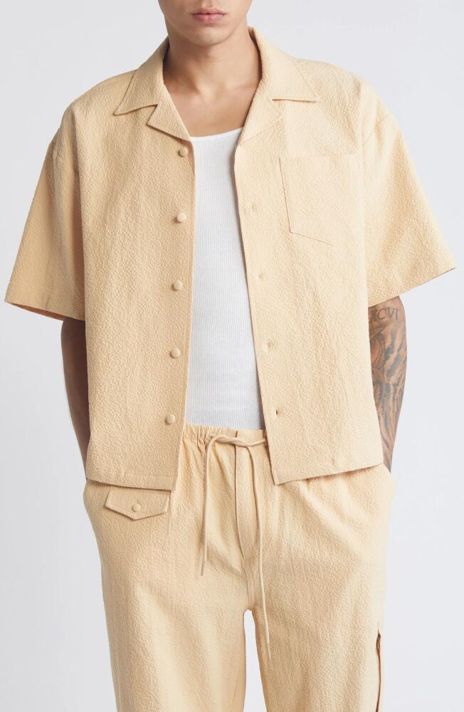 Billionaire Boys Club Cabana Oversize Organic Cotton Seersucker Camp Shirt in Beige Cover