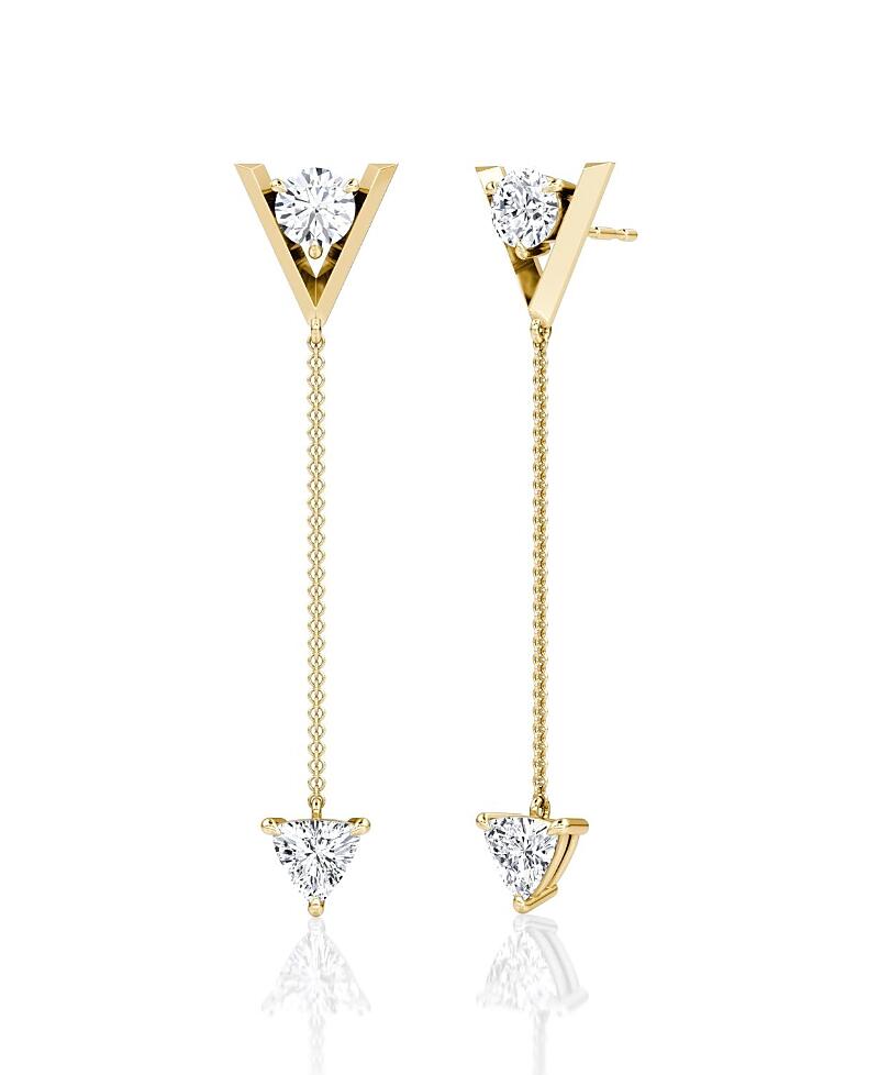 Vrai V Duo Dangle Earrings in 14K White Gold/Gold, 1.0ctw Round Brilliant & Trillion Lab Grown Diamonds Cover