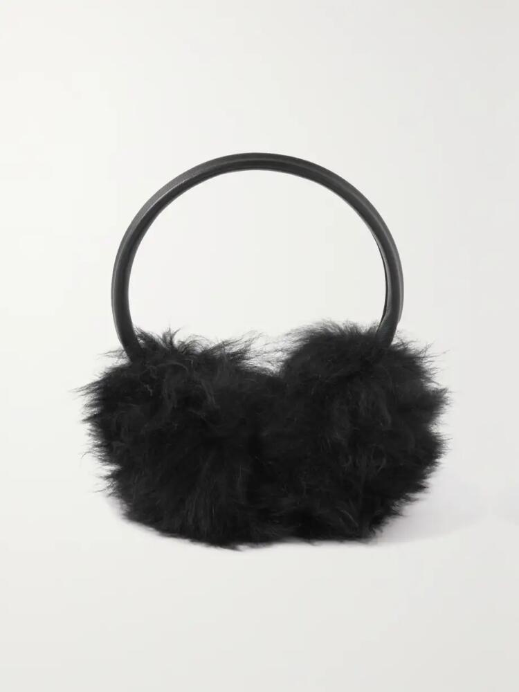 Yves Salomon - Leather-trimmed Shearling Earmuffs - Black Cover