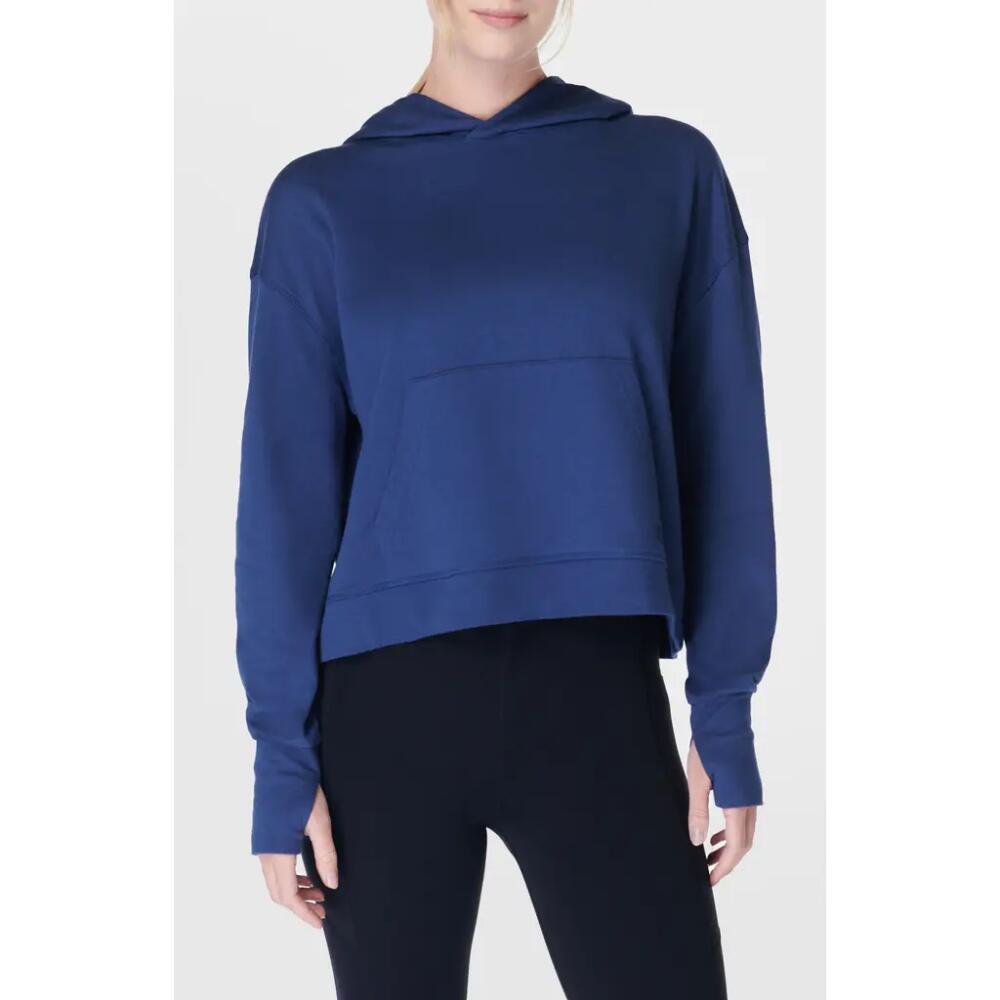 Sweaty Betty After Class Organic Cotton Blend Hoodie in Flux Blue Cover